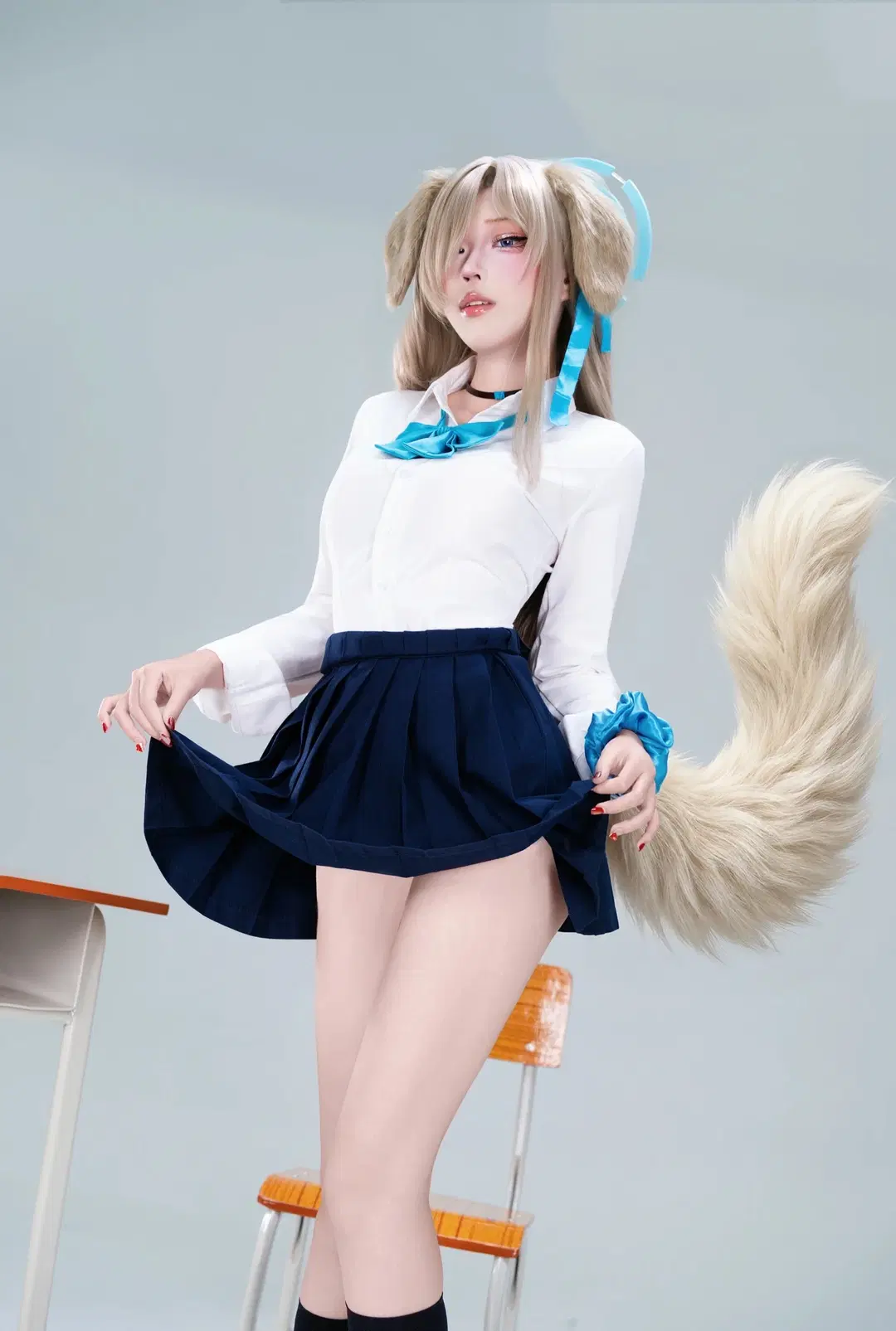 コスプレ, ブルーアーカイブ, 一之瀬アスナ コスプレ, 黒ストッキング, 獣耳