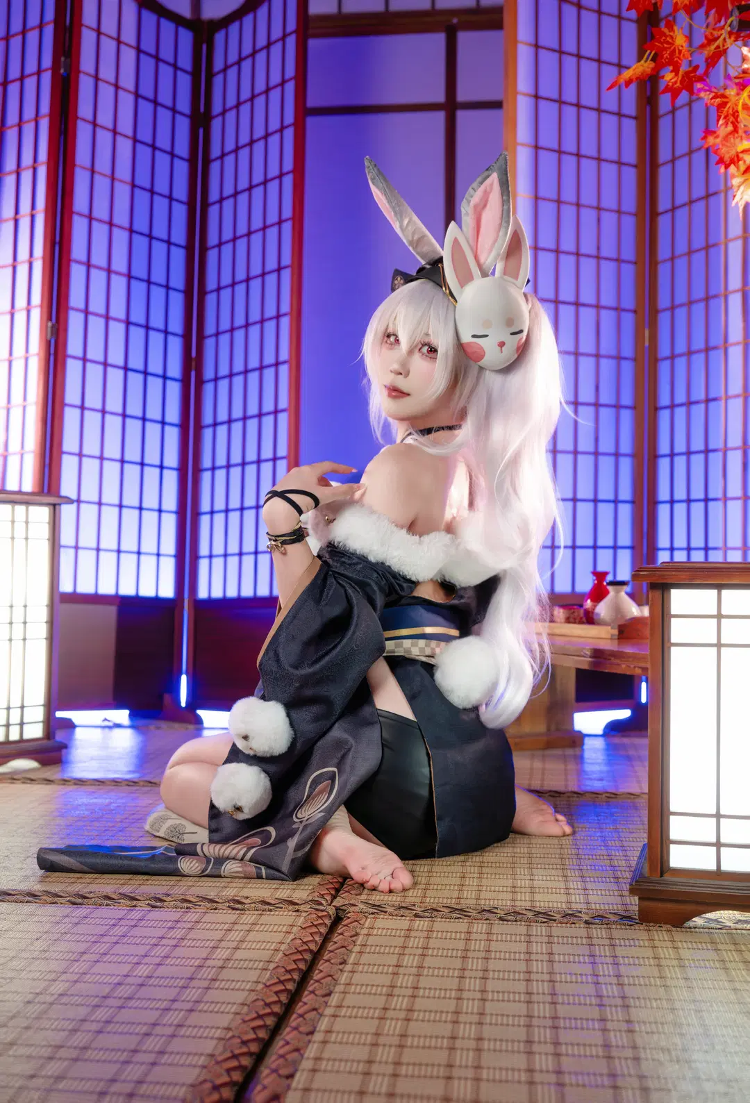 【ラフィー コスプレ】『アズールレーン』ウサウサ城主、和風セットで見せる見返り美人 - 汐QwQ - 2枚目
