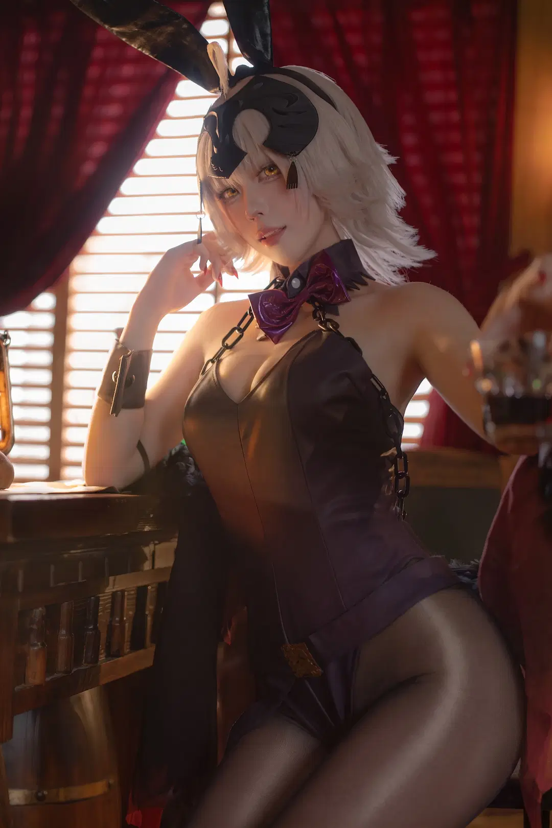 cosplay, Fate/Grand Order, 兔女郎, 黑贞德cos, 黑丝