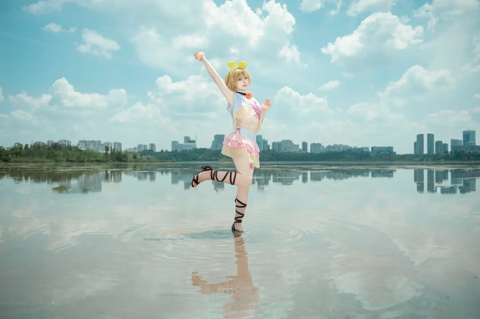 夏日写真, 元气少女, lovelive, 小泉花阳cos, 水上拍摄