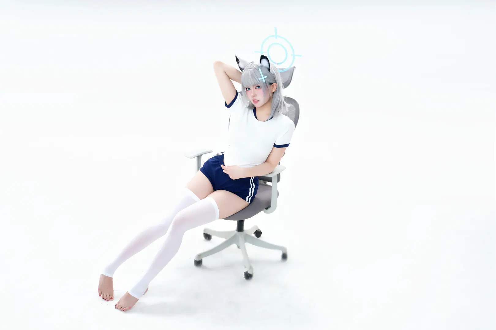 cosplay, 蔚蓝档案, 白丝, 砂狼白子cos, 体操服