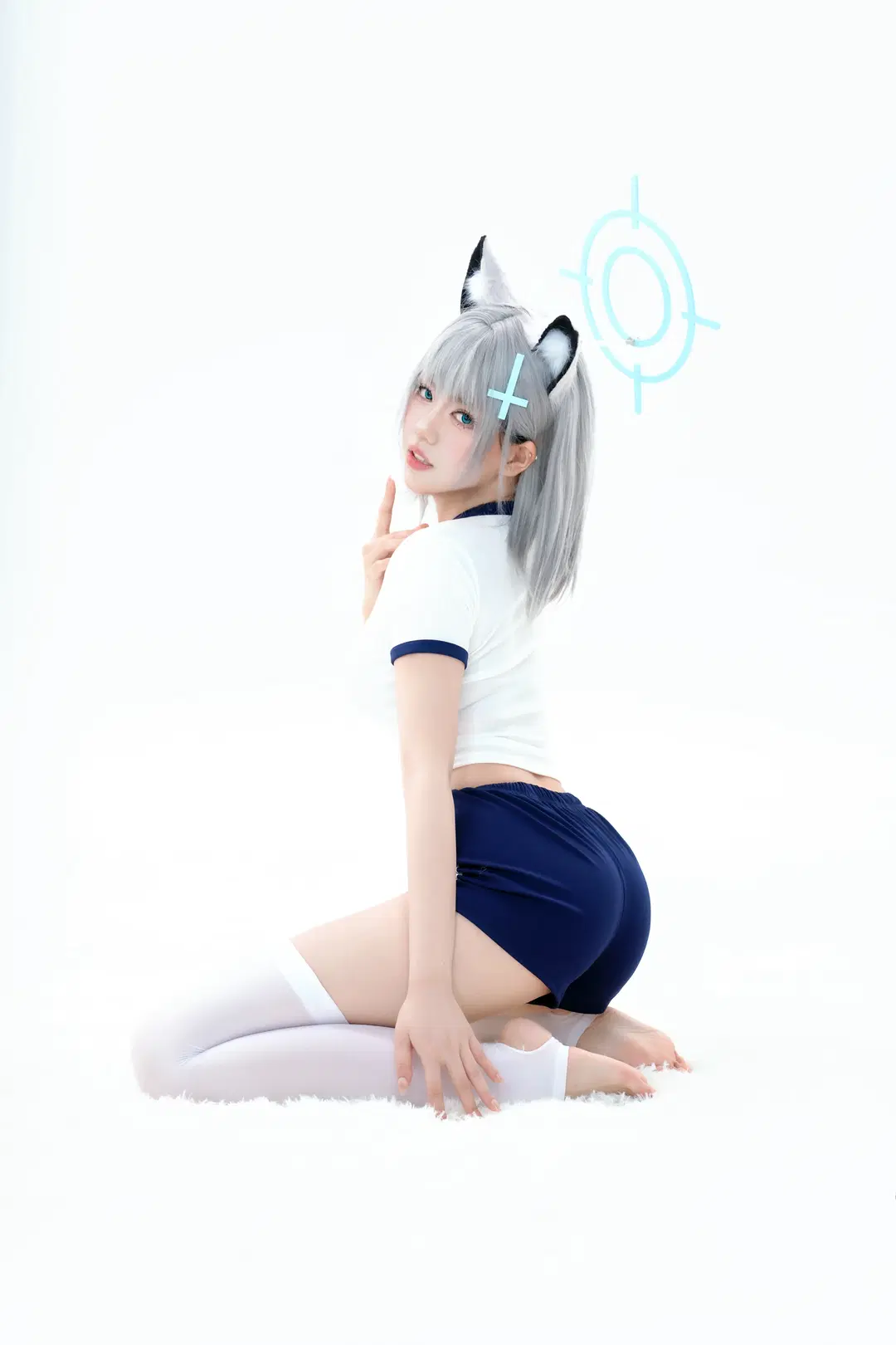蔚蓝档案, 白丝, 砂狼白子cos, 兽耳少女, cosplay穿搭