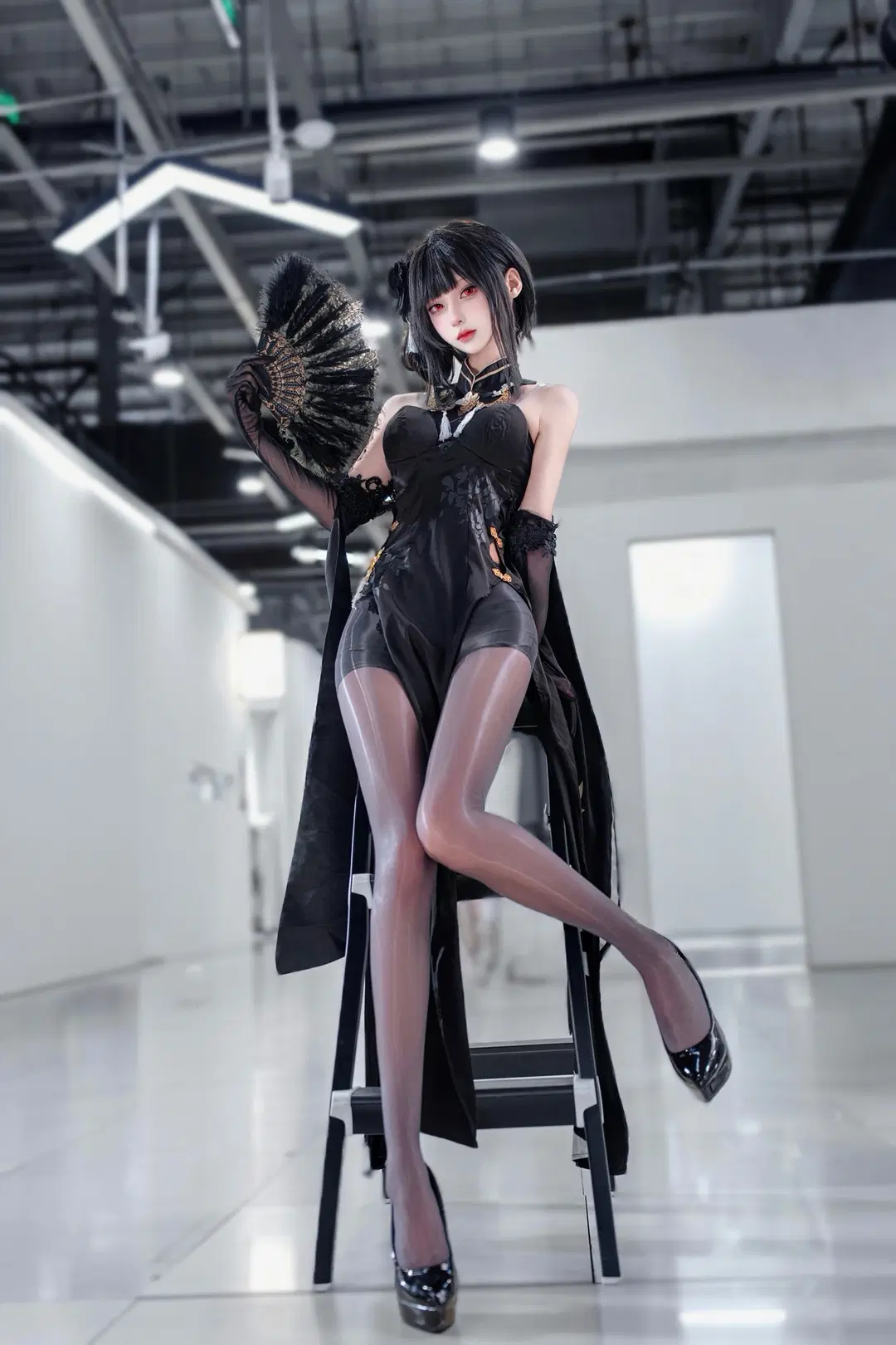 Anime-style photography, Azur Lane, Zhen Hai cosplay, Qipao cosplay, Black stockings