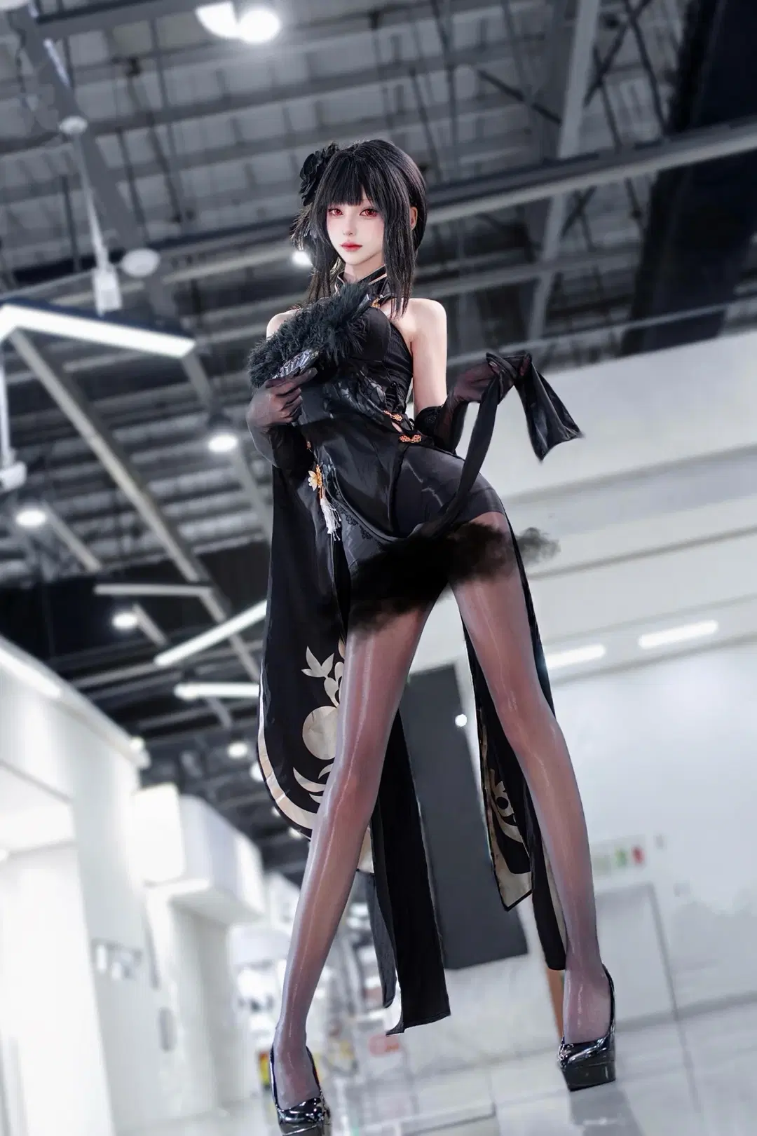 [Zhen Hai cosplay] The Cold and Alluring Texture of Azur Lane's Black Stockings Qipao by 海洋 - Image 4