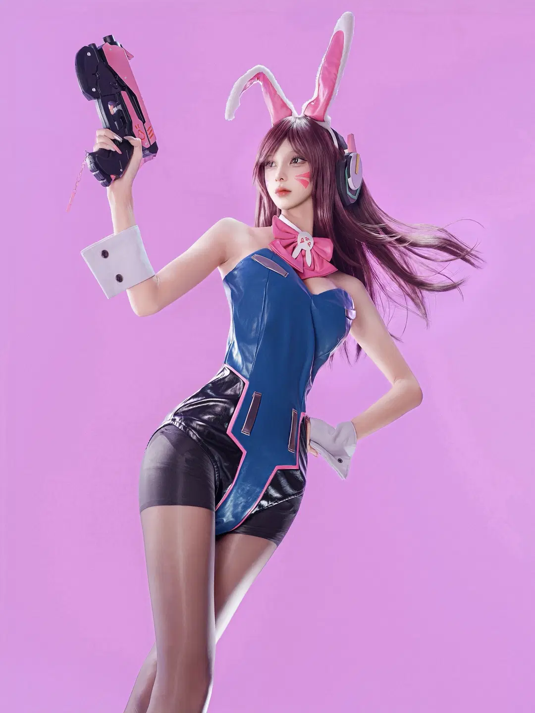 【宋哈娜cos】守望先鋒Dva兔女郎戰鬥服，粉紫色調的賽博電競少女 - 海洋-_（避雷长春西站棚子摄影） - 第3張