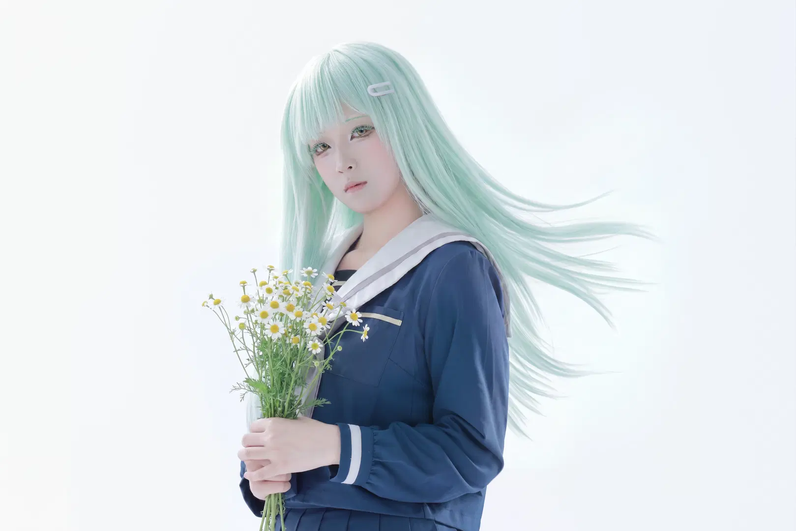 【若葉睦cos】MyGO日常，純白背景下的清冷水手服造型 - 真汐 - 第2張