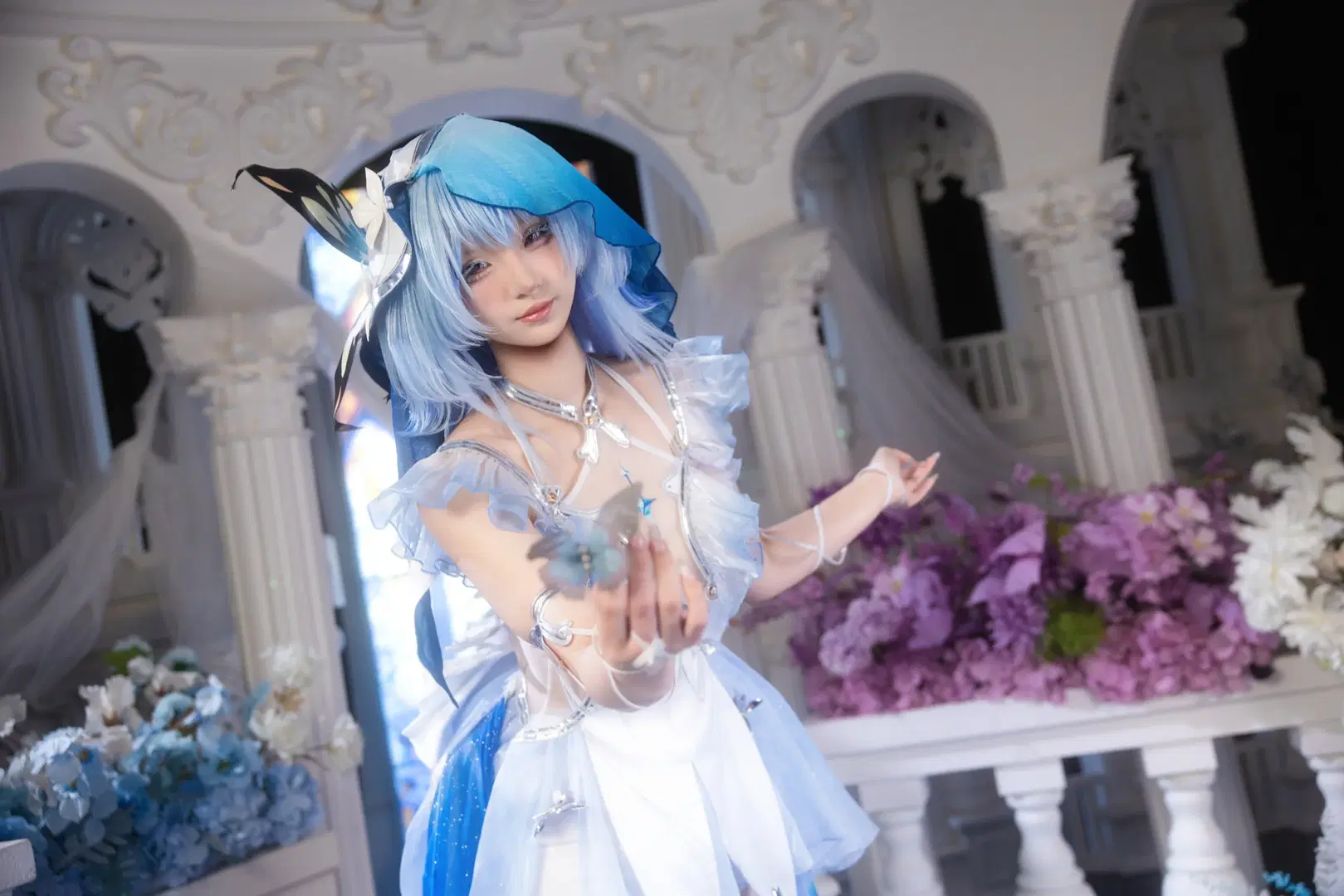 【ショアキーパー コスプレ】鳴潮が紡ぐ蒼き幻夢、銀糸メッシュドレスの緻密さに息を呑む - 小羊不困（无限限流版，求关注求点赞） - 8枚目