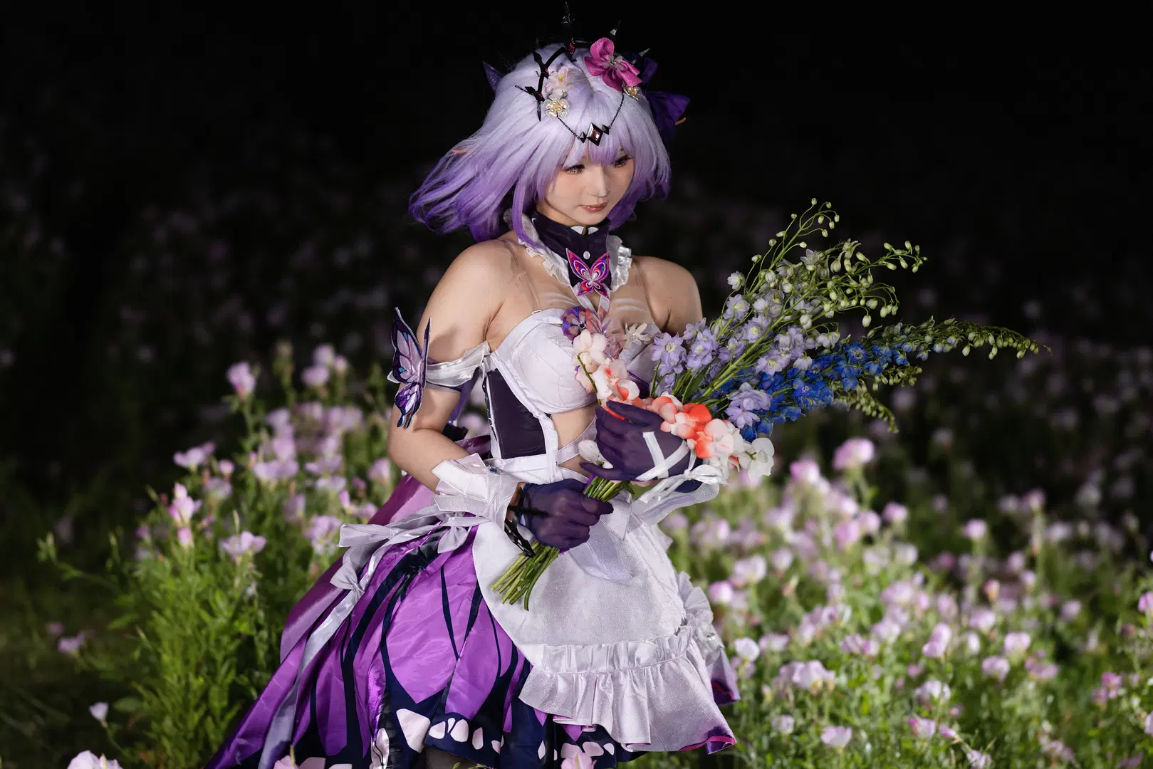 【Castorice cosplay】Purple Phantasm in a Sea of Flowers at Night: Honkai: Star Rail by 小羊不困（无限限流版，求关注求点赞） - Image 2