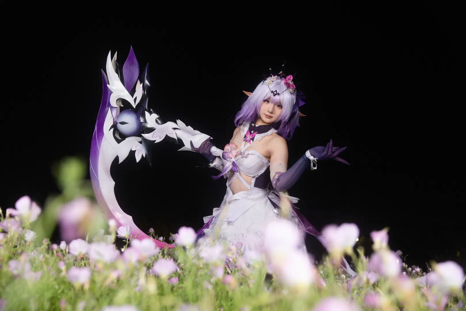 【Castorice cosplay】Purple Phantasm in a Sea of Flowers at Night: Honkai: Star Rail by 小羊不困（无限限流版，求关注求点赞） - Image 4