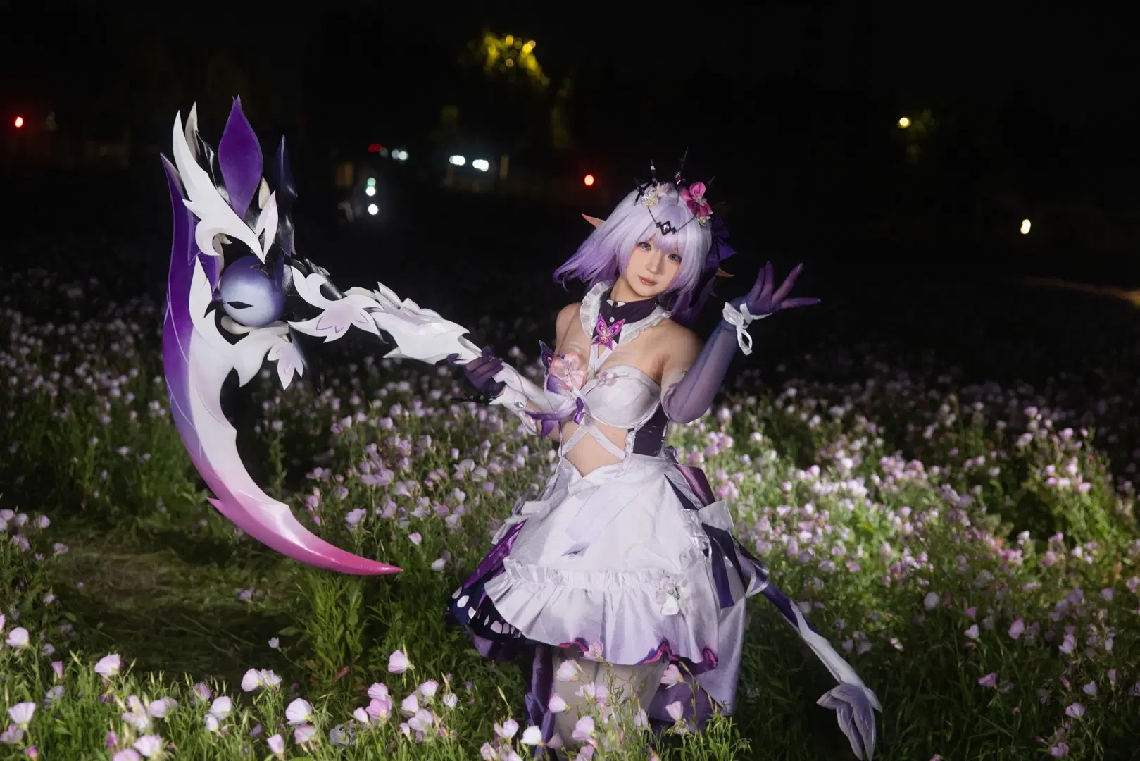 cosplay, 崩坏星穹铁道, 遐蝶cos, 夜景花海, 丝袜