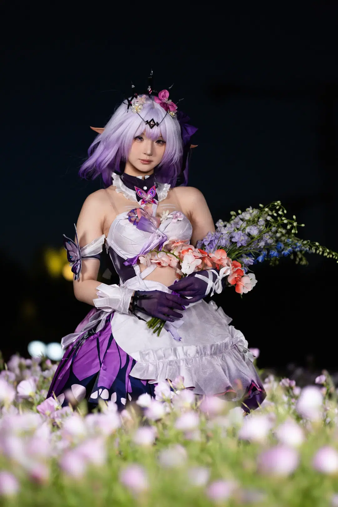【遐蝶cos】崩壞星穹鐵道：月見草花海中的夜色記錄 - 小羊不困（无限限流版，求关注求点赞） - 第6張