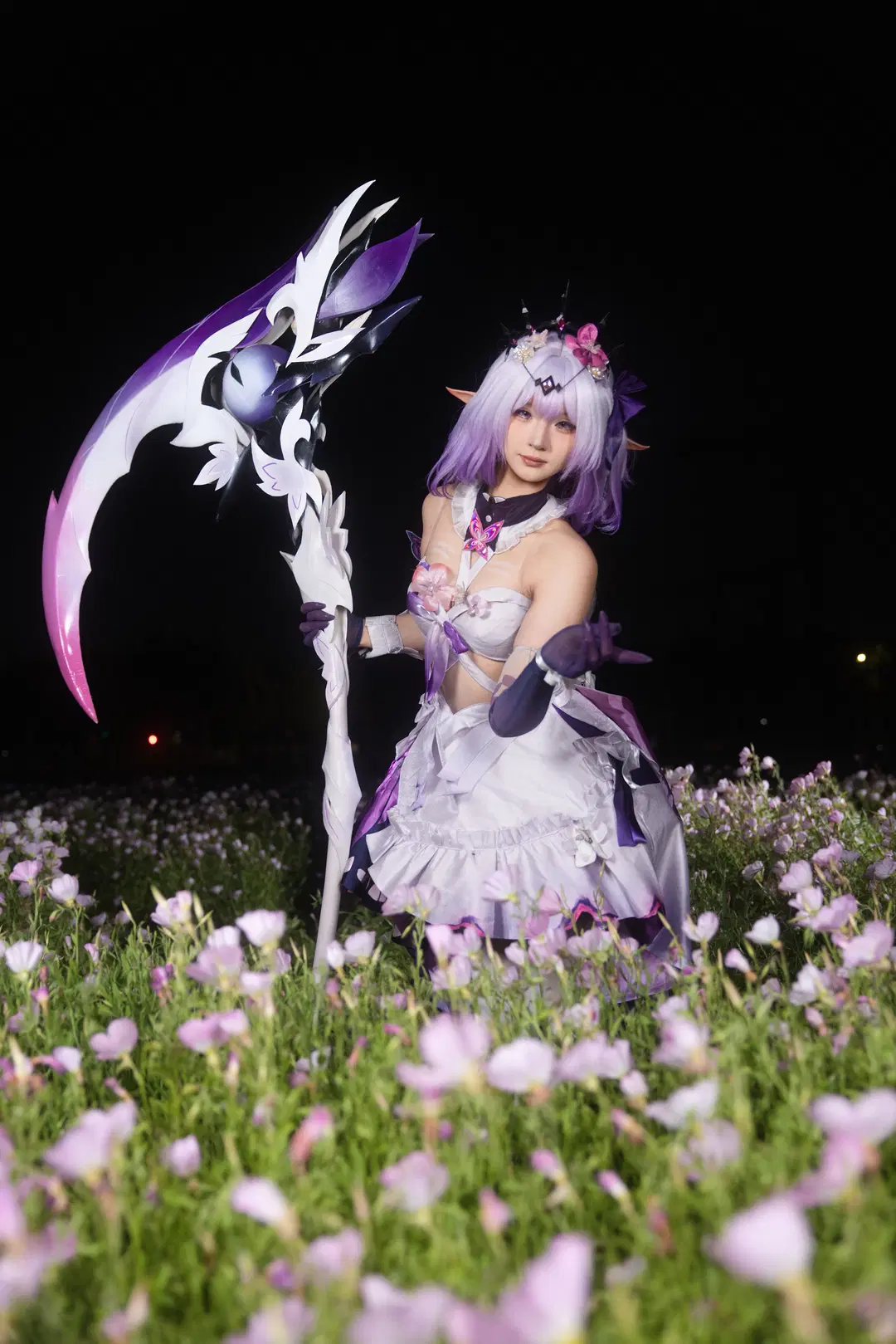 【キャストリス コスプレ】『崩壊：スターレイル』「蝶恋花」テーマの紫花海夜景：白ストッキング＆コスプレ - 小羊不困（无限限流版，求关注求点赞） - 3枚目