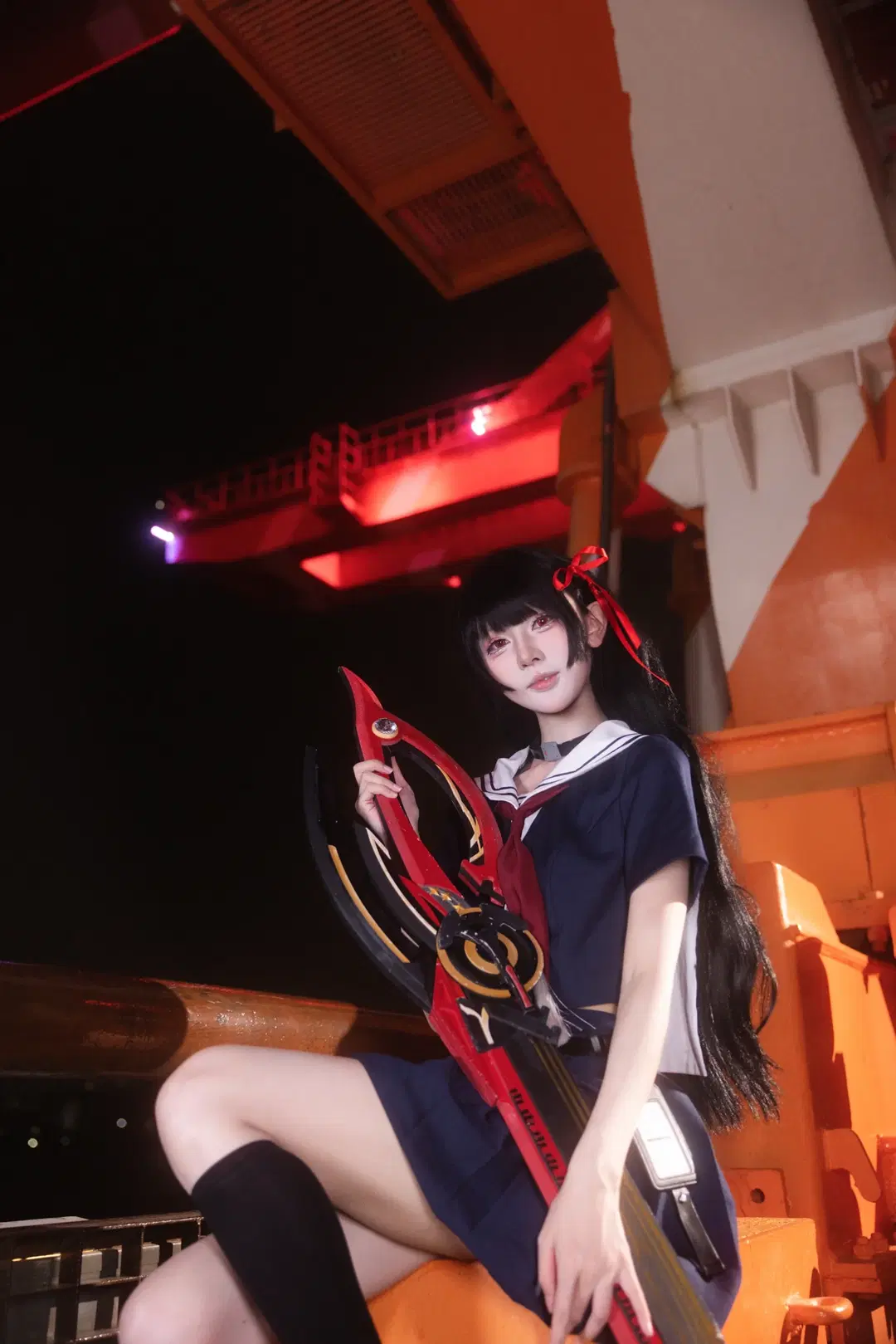 鳴潮, 千咲 コスプレ, セーラー服, 鳴潮コスプレ, 黒ストッキング
