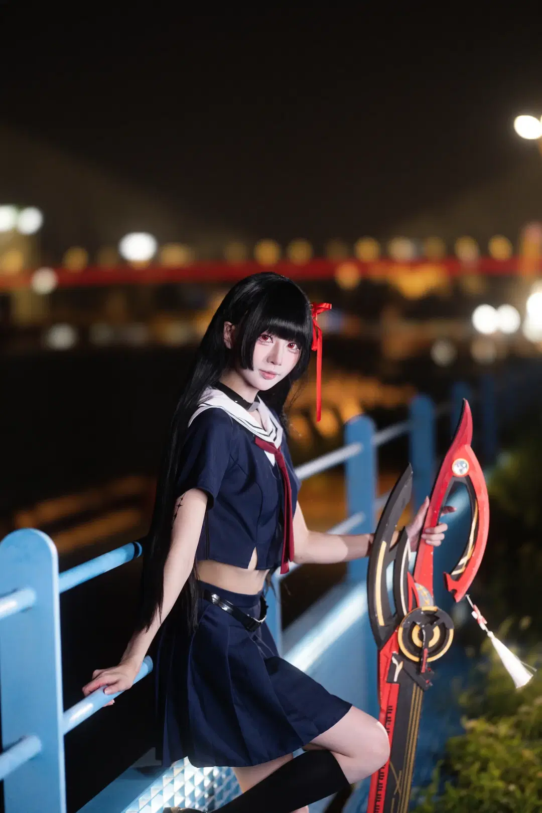 千咲cos 鸣潮暗夜水手服的战斗姿态 - 小羊不困（无限限流版，求关注求点赞） - 第6张