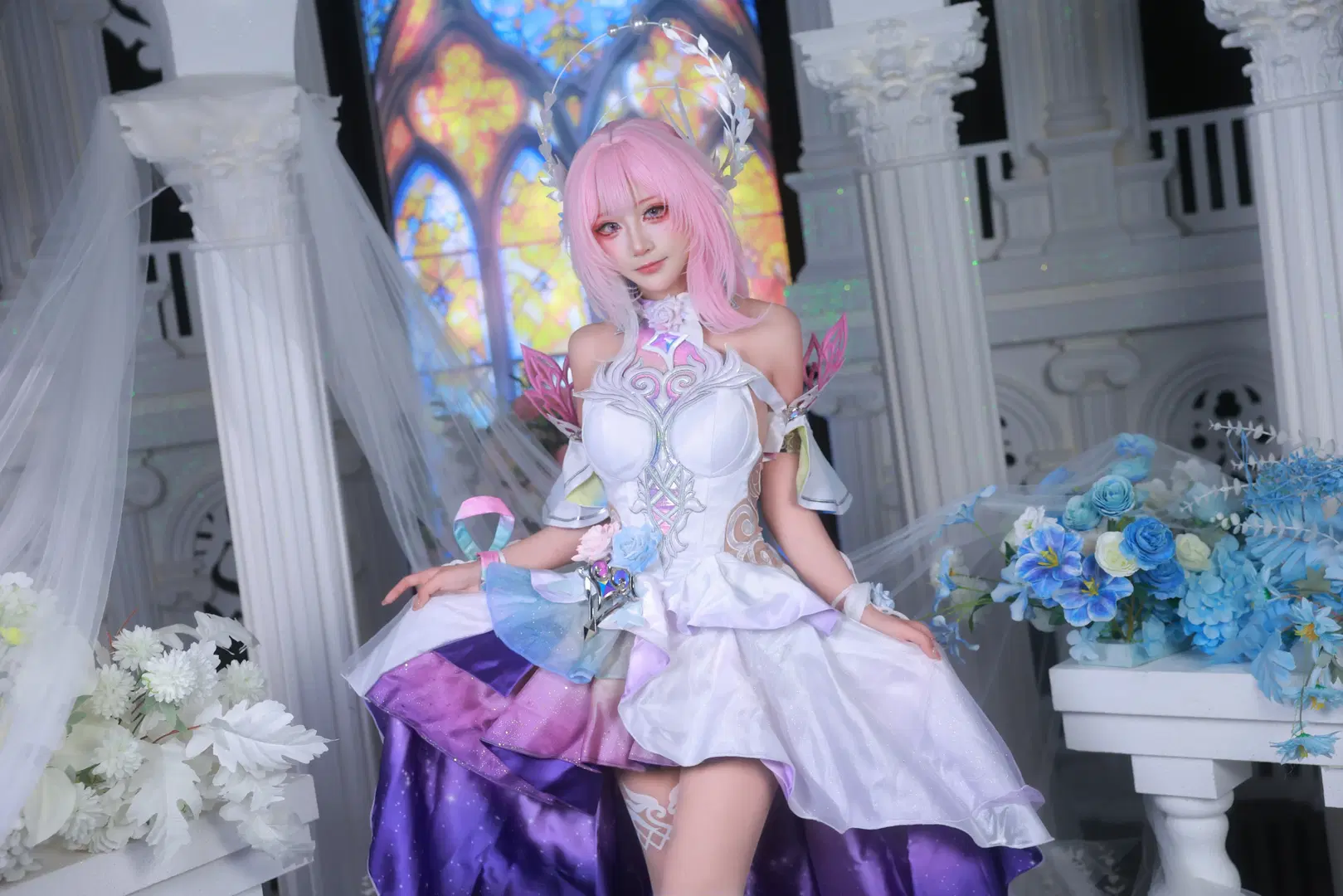 昔涟cos, 崩坏星穹铁道, 星穹铁道cos, 奇幻风cosplay, 粉色头发cos