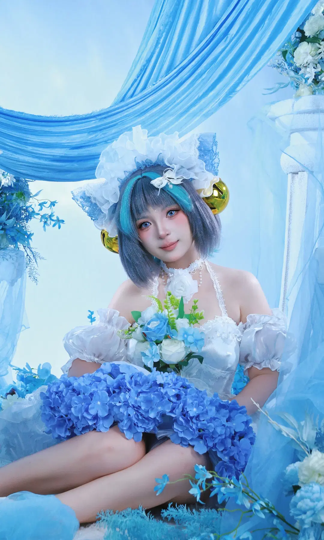 碧蓝航线柴郡花嫁cos，蓝色主题棚拍分享 - DEMON（摄影版_） - 第3张