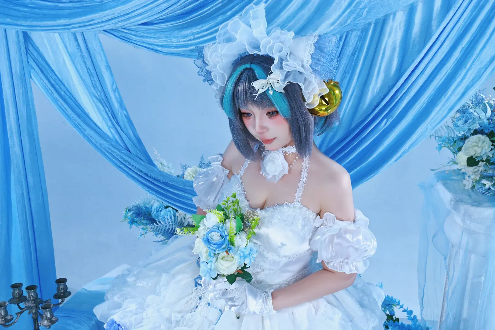 【柴郡cos】碧蓝航线花嫁的蓝白梦幻写真 - DEMON（摄影版_） - 第4张