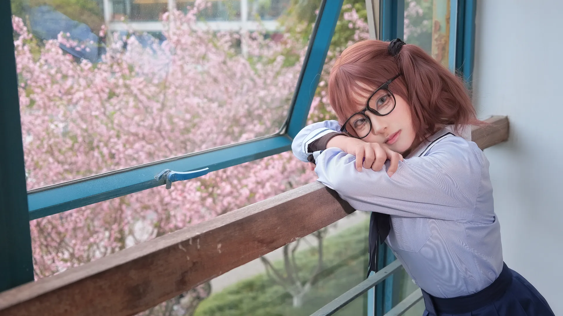 校园风cos, 哭泣少女乐队, 黑丝cos, 粉色双马尾, hina cos - 第5张