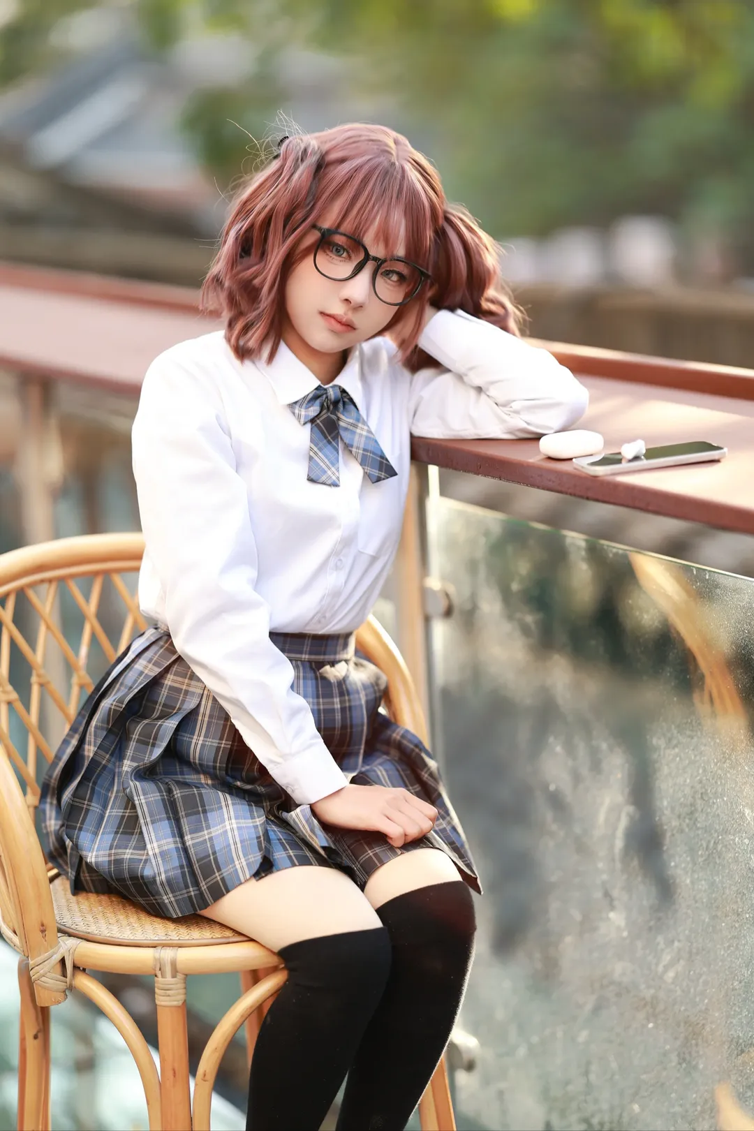 校园风cos, 哭泣少女乐队, 黑丝cos, 粉色双马尾, hina cos