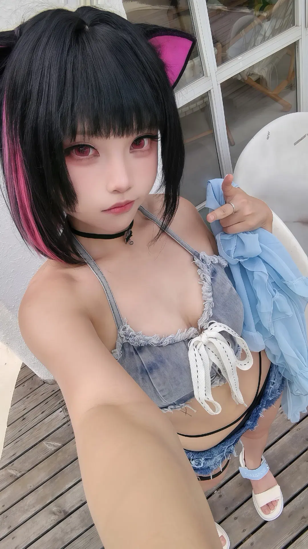 蔚蓝档案, 猫耳少女, 杏山和纱cos, 二次元写真, 夏日泳装cos