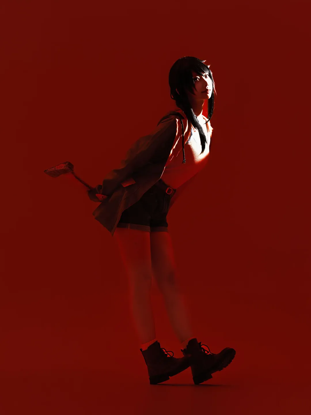 暗黑系角色扮演, 人狼村之谜, 二次元同人, 芹泽千枝实cos, 红色光影写真 - 第2张