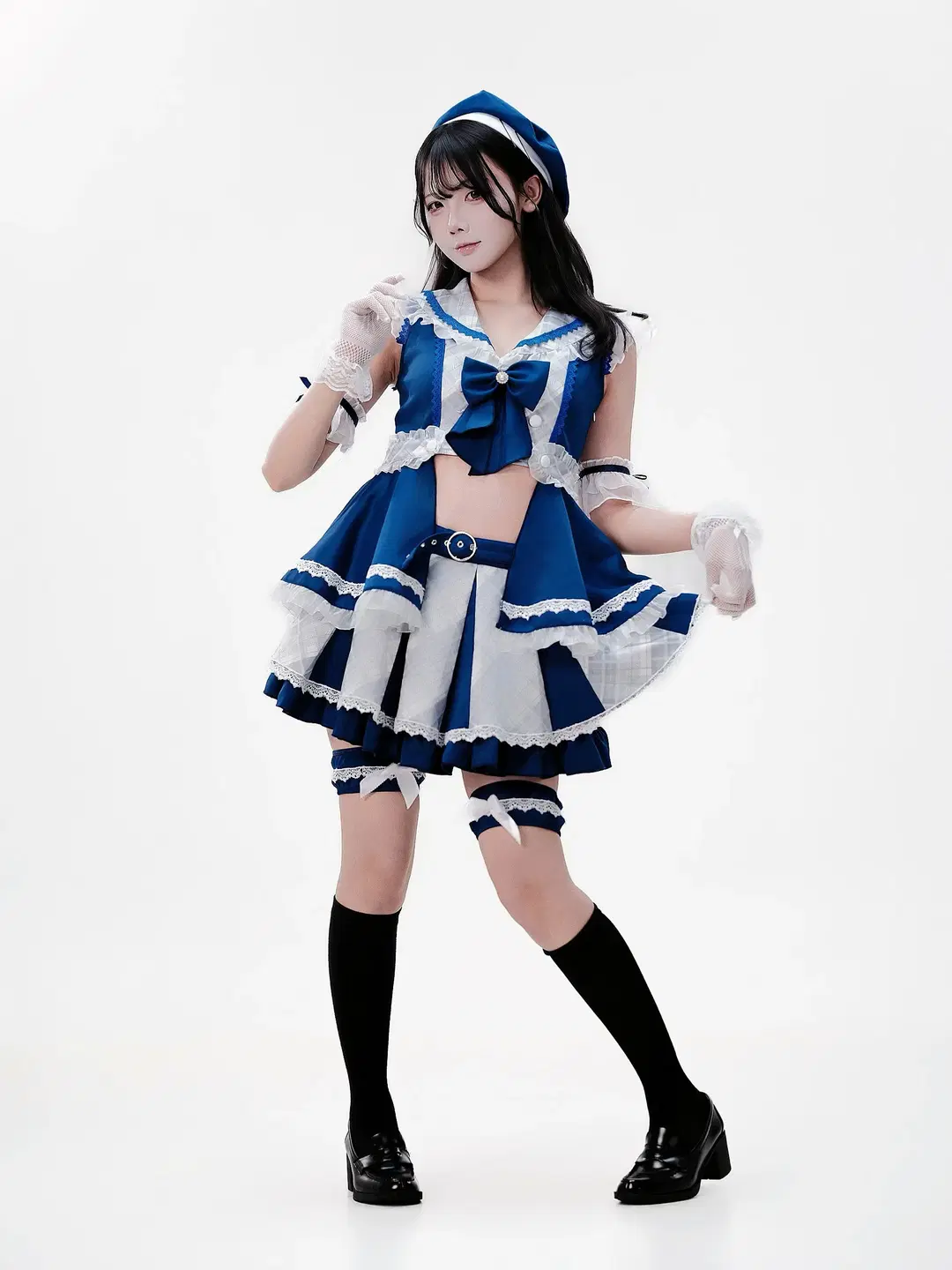 青系ステージ衣装の地下アイドルコスプレ 舞台感あふれる撮影記録 - 巧克力choco - 6枚目