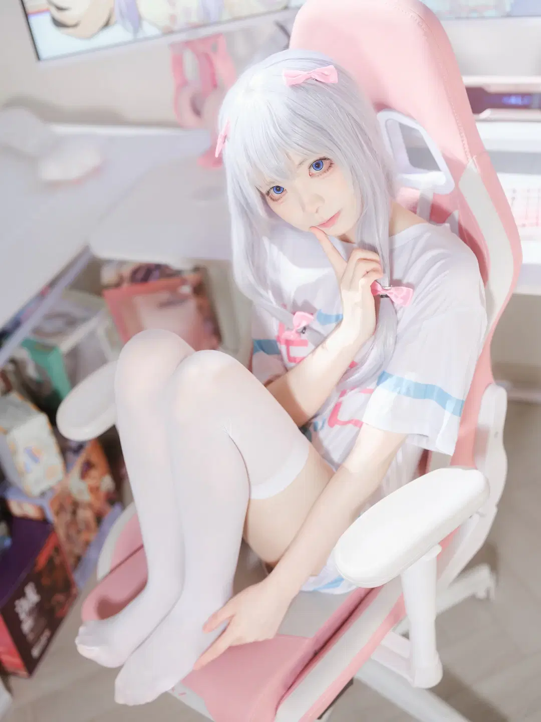 2D, cosplay, White stockings, Eromanga Sensei, Izumi Sagiri cosplay