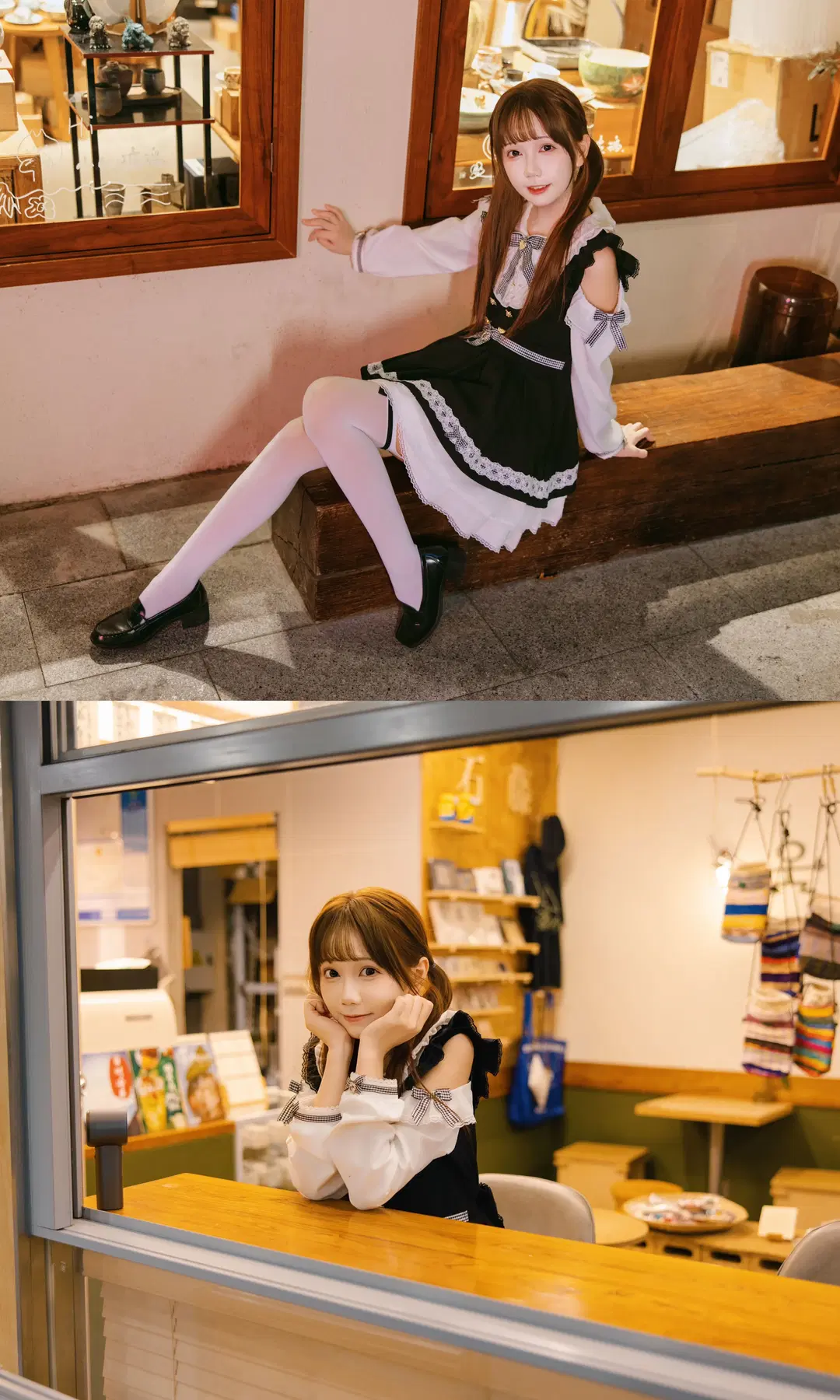 日系冷色调JK写真 黑白洋装白丝吊带的元气少女 - Fe - 第6张