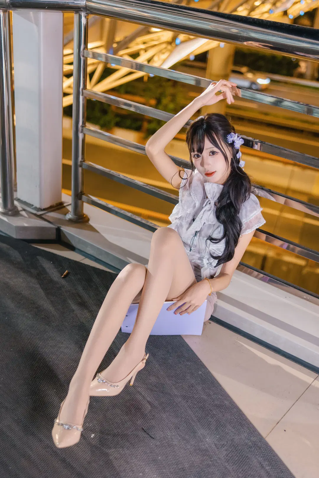 夜景ポートレート, OL制服, ストッキングコーデ, 外ロケ写真シェア, 二次元が現実になる