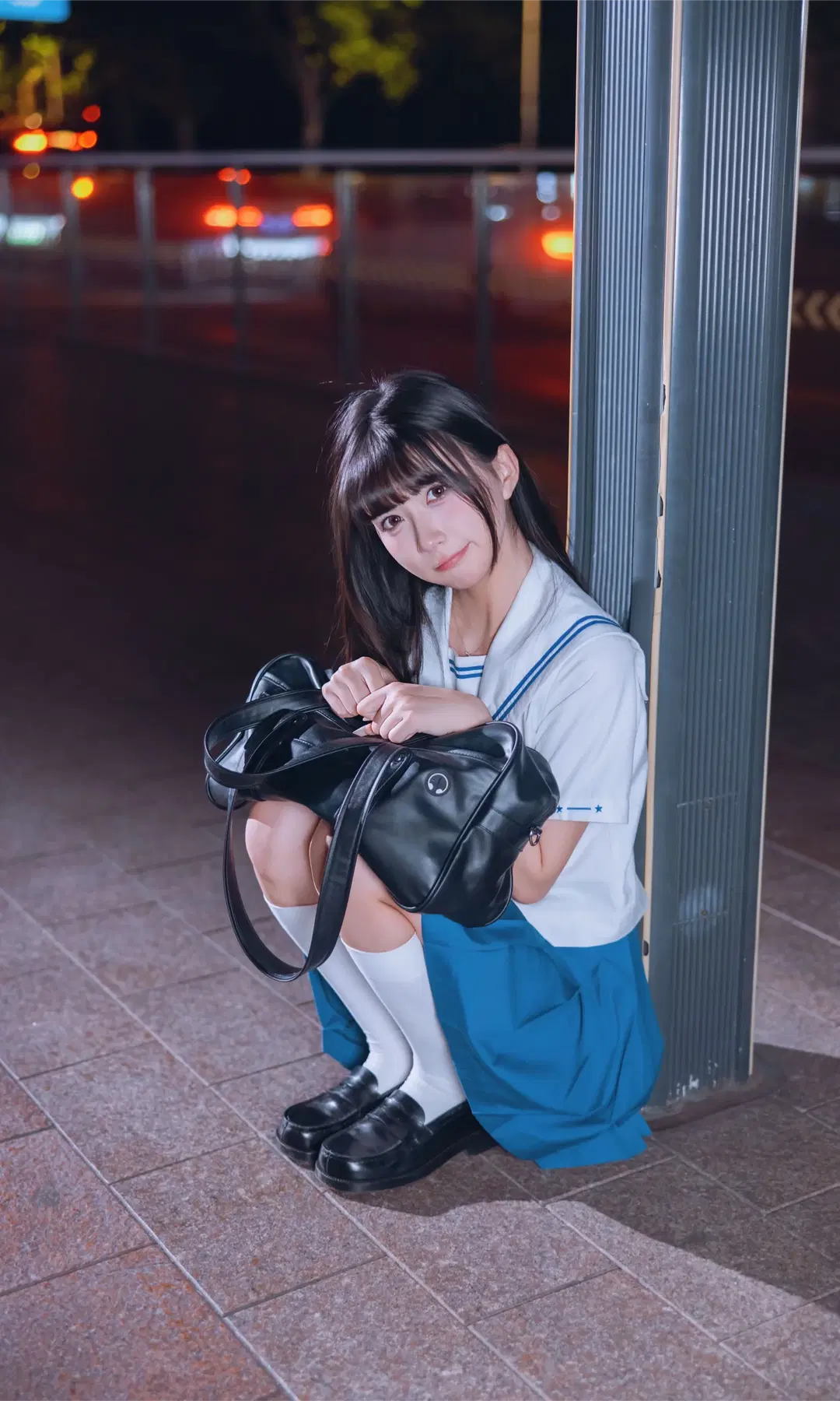 夜景街头的水手服JK制服，记录不一样的二次元摄影 - Fe - 第5张