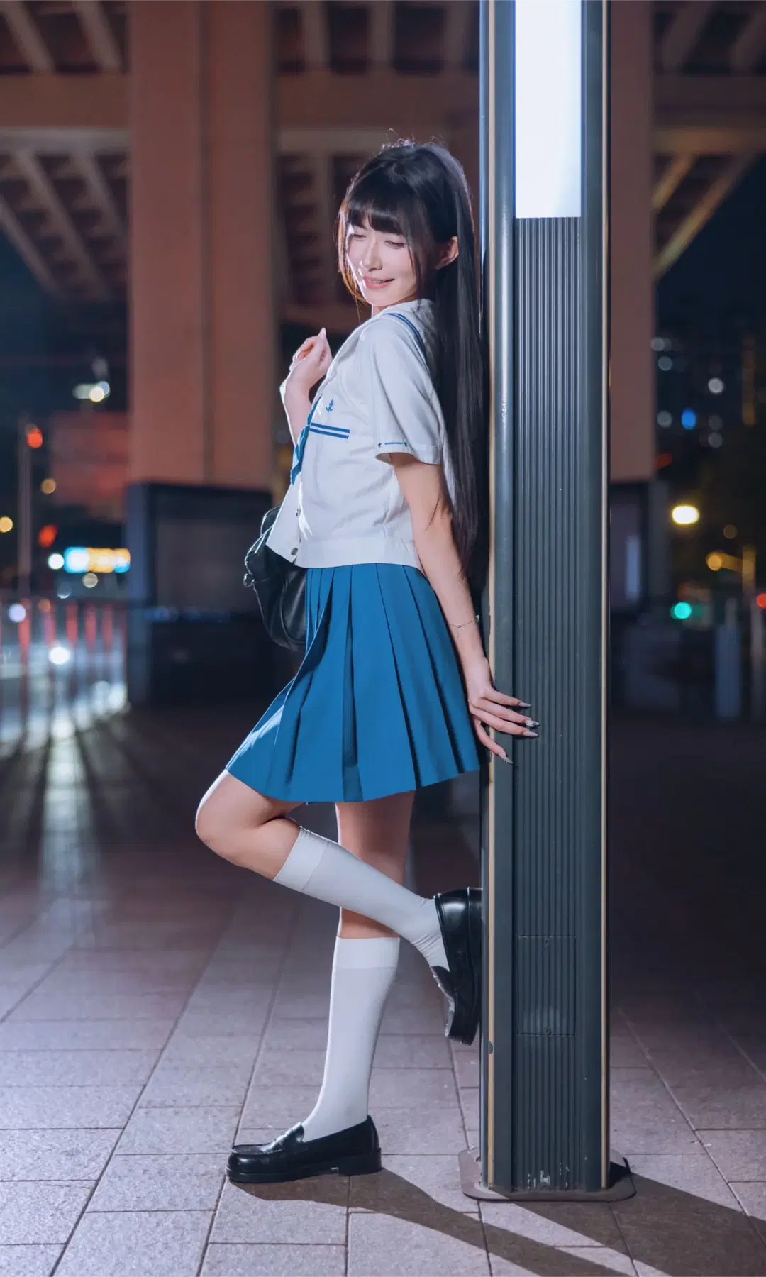 夜景街头的水手服JK制服，记录不一样的二次元摄影 - Fe - 第7张