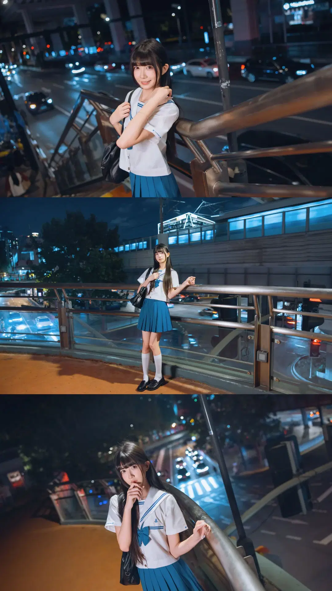 夜景JK水手服，街边氛围感写真 - Fe - 第2张
