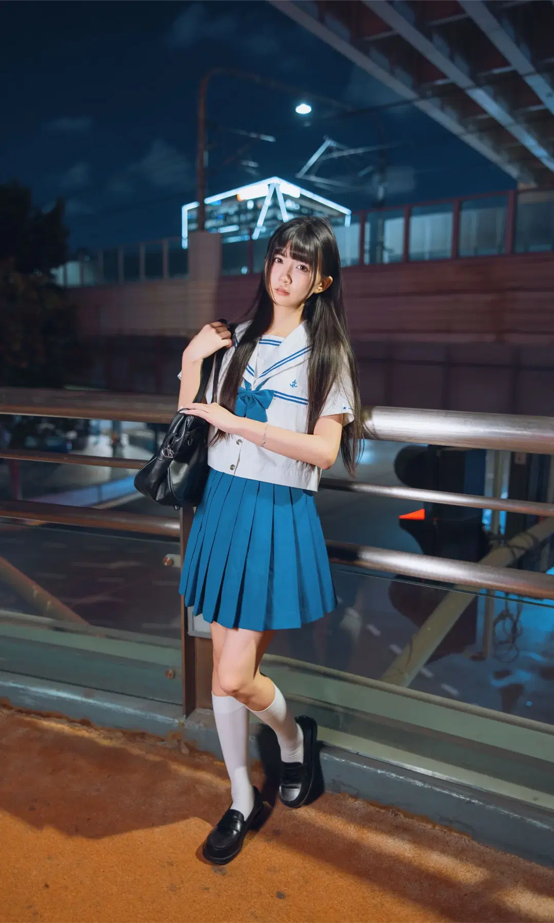 夜景JK水手服，街边氛围感写真 - Fe - 第3张