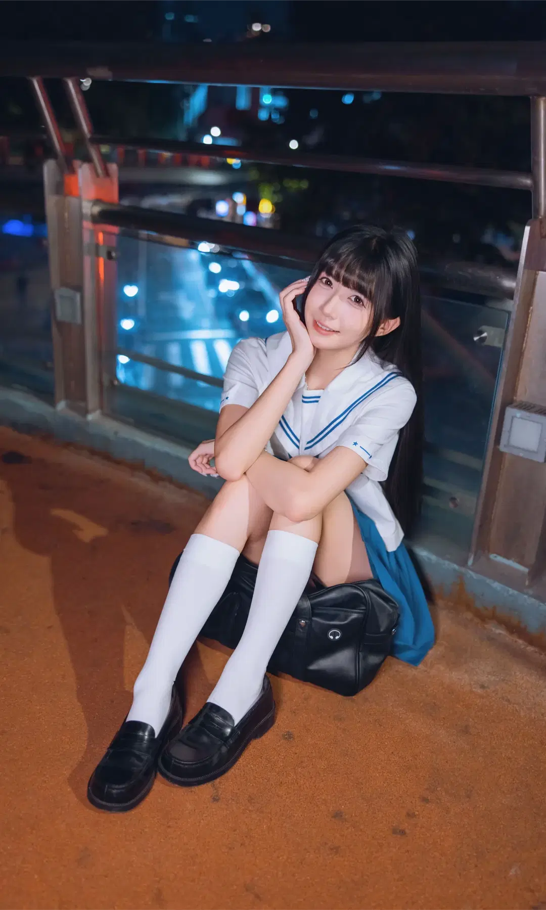 夜景JK水手服，街边氛围感写真 - Fe - 第4张