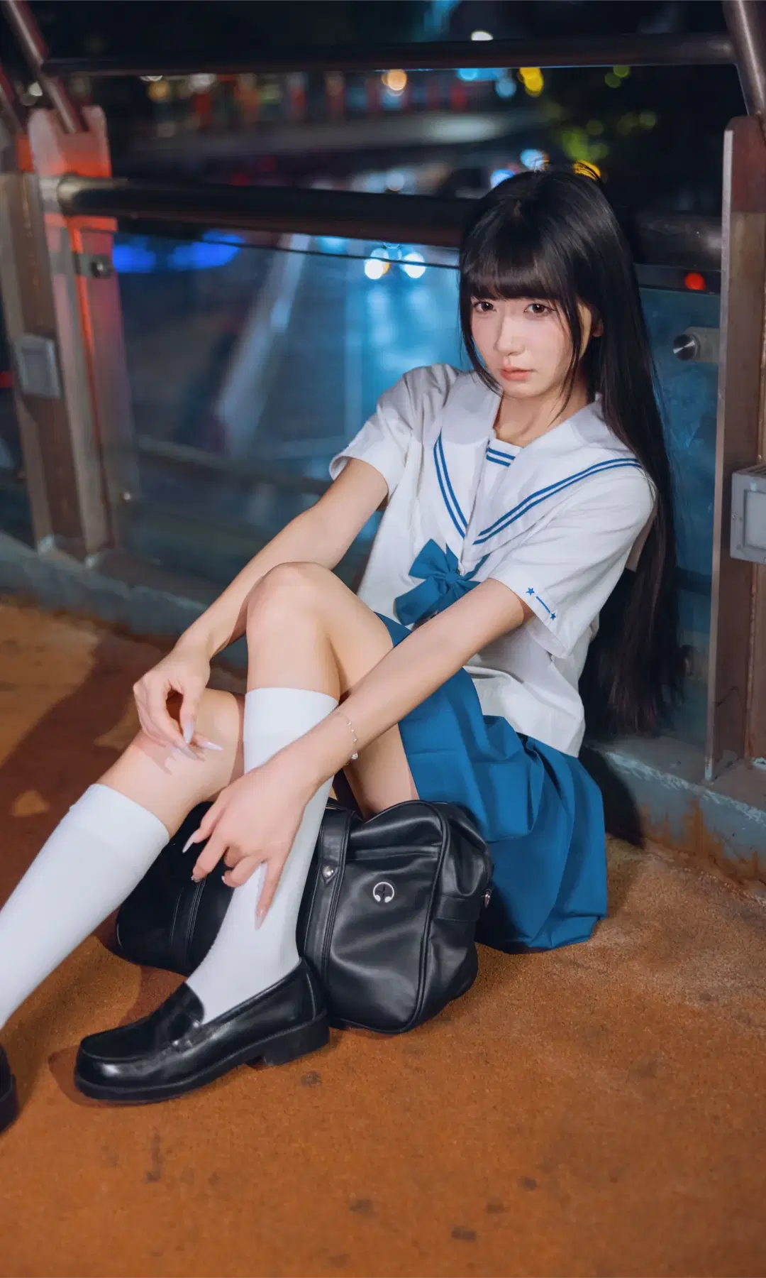 夜景JK水手服，街边氛围感写真 - Fe - 第5张