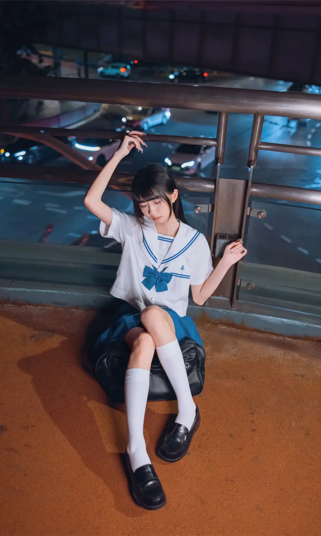 夜景JK水手服，街边氛围感写真 - Fe - 第6张
