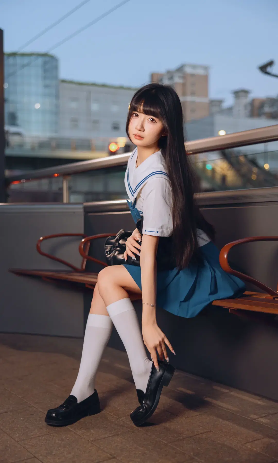 夜景JK水手服，街边氛围感写真 - Fe - 第7张