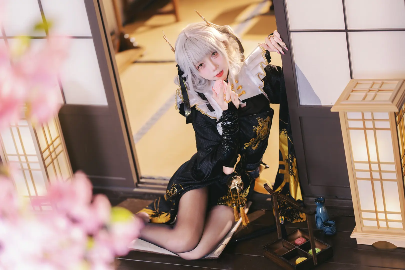 二次元摄影, 白兔布兰儿cos, 胜利女神, 黑丝, 兔兔cos - 第2张