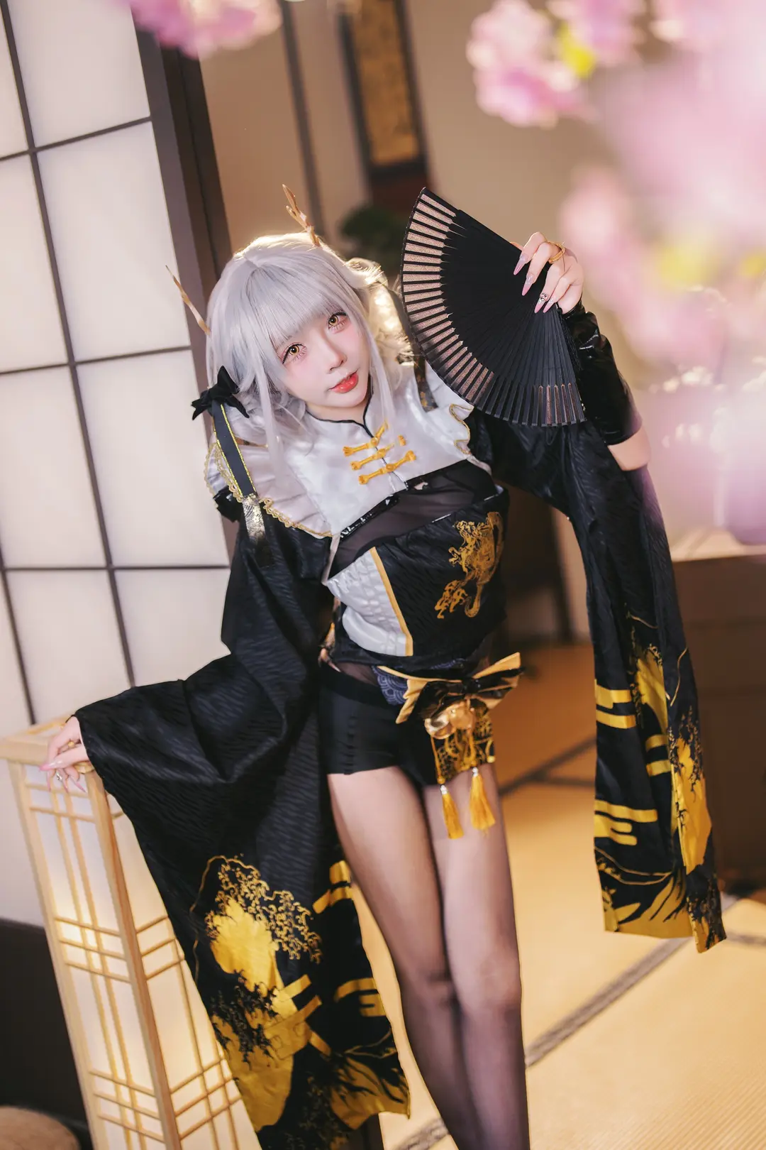 二次元摄影, 白兔布兰儿cos, 胜利女神, 黑丝, 兔兔cos - 第4张