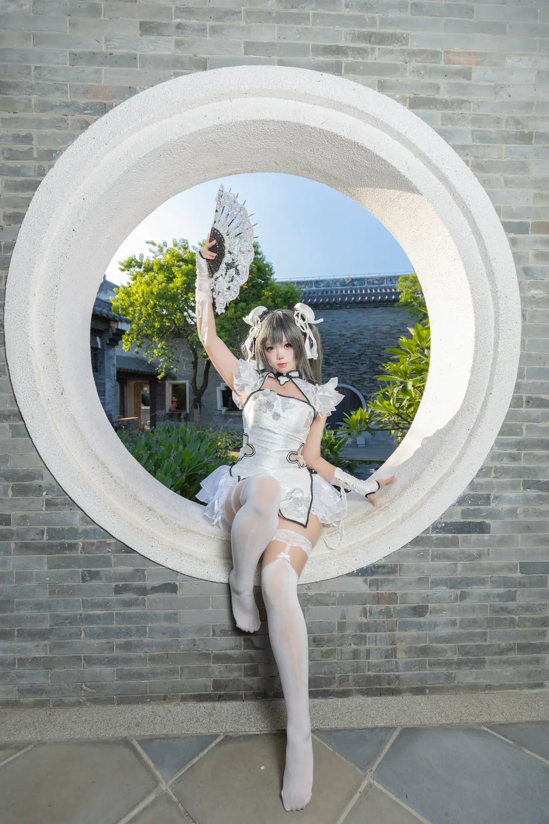 殷紫萍cos, 白丝, 广州文化馆, 古风写真, 折扇