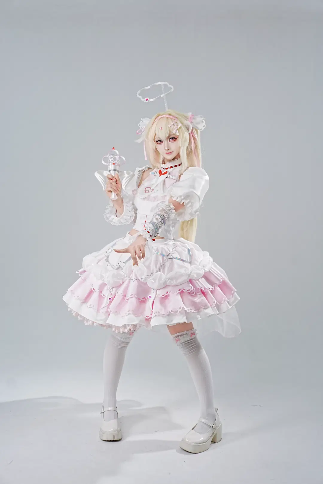 Anime-style photography, Cosplay photoshoot, White stockings, Photography lighting, Phanuel cosplay