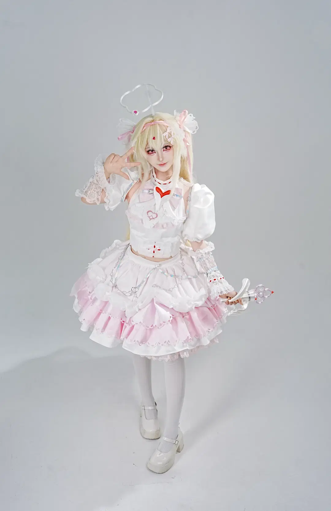 [Phanuel cosplay] Pink-White Dress with White Stockings: Studio Pose Reference Share by 瞬时色 - Image 3