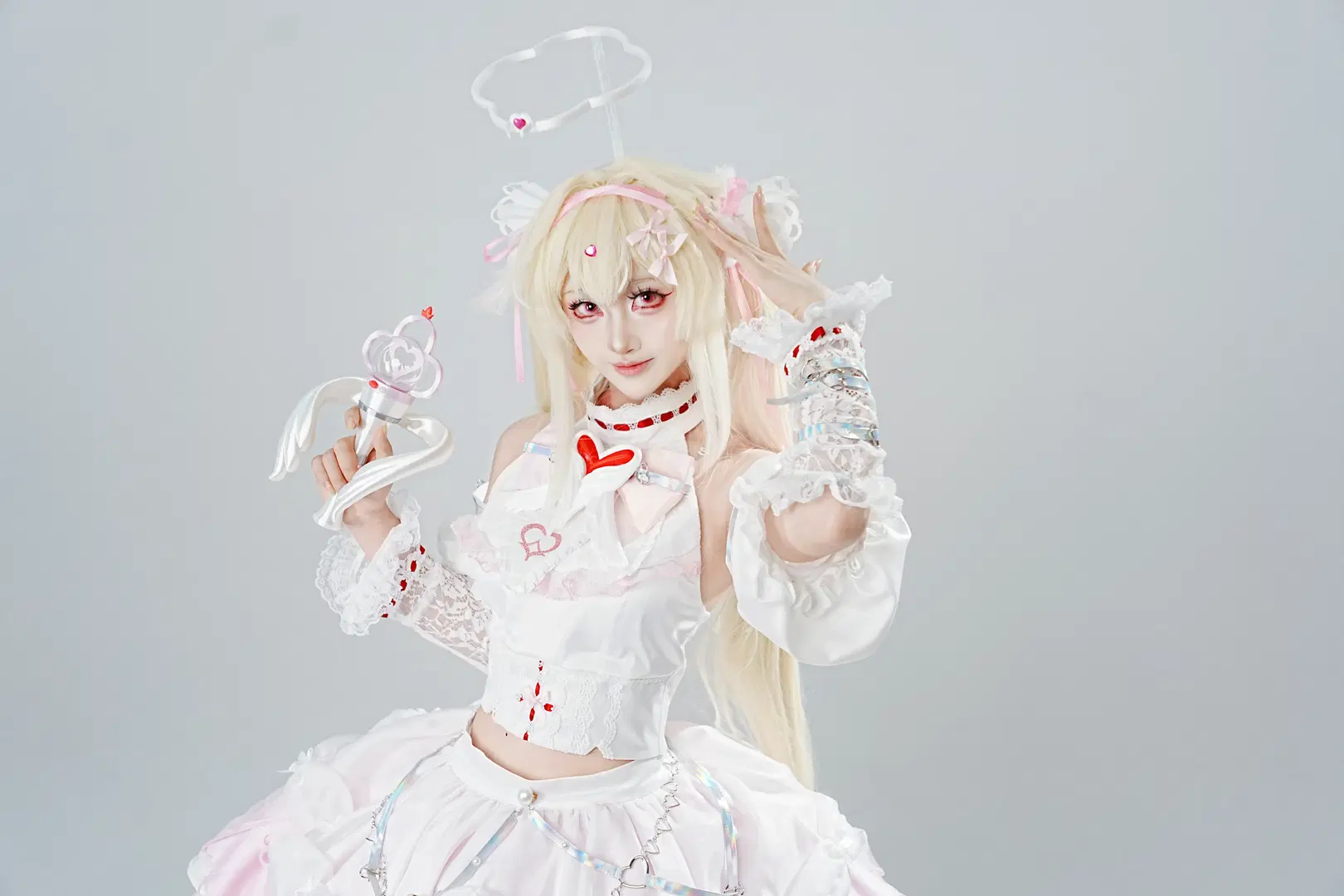 [Phanuel cosplay] Pink-White Dress with White Stockings: Studio Pose Reference Share by 瞬时色 - Image 6