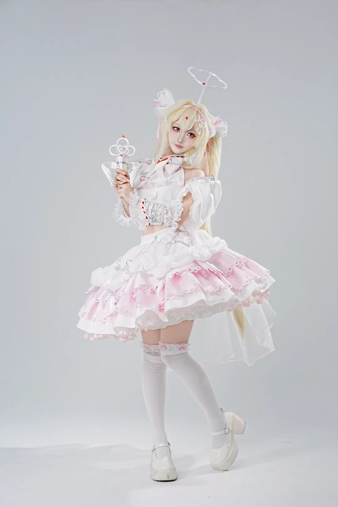 [Phanuel cosplay] Pink-White Dress with White Stockings: Studio Pose Reference Share by 瞬时色 - Image 8