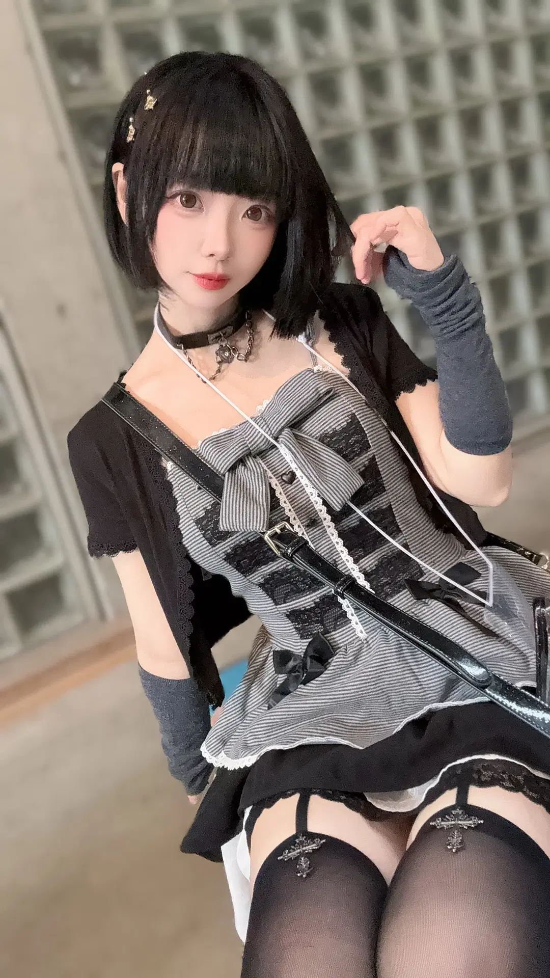 TGSチェックイン：黒×グレーのゴシックコーデ - 兔团子 - 2枚目