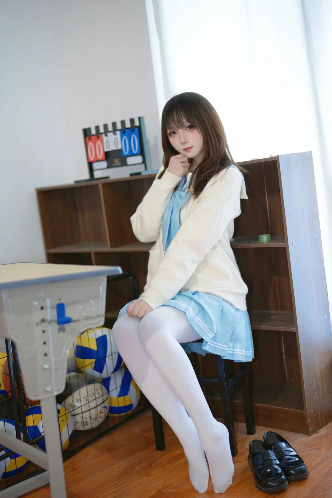 コスプレ, キャンパスフォト, 白ストッキング, セーラー服, JK制服