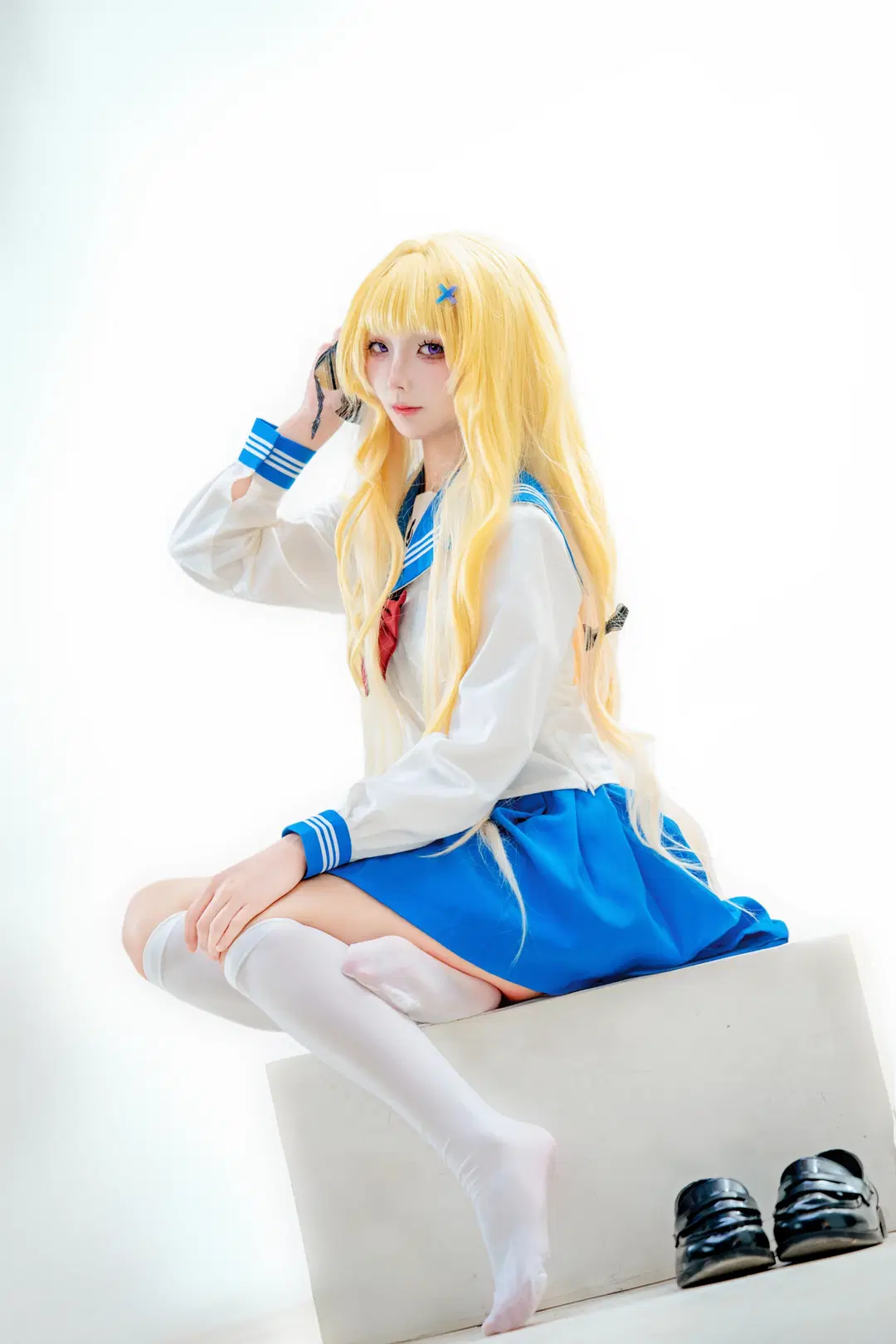Phoebe Cosplay, Wuthering Waves, 2D, White stockings, Sailor suit