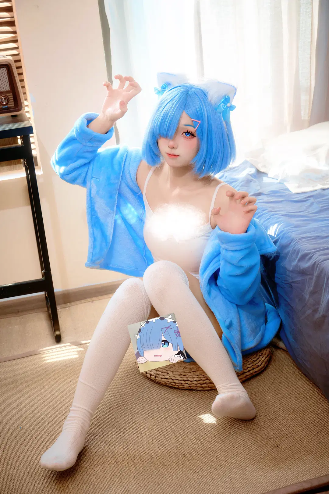 cosplay, 猫耳, 从零开始的异世界生活, 蕾姆cos, 白丝