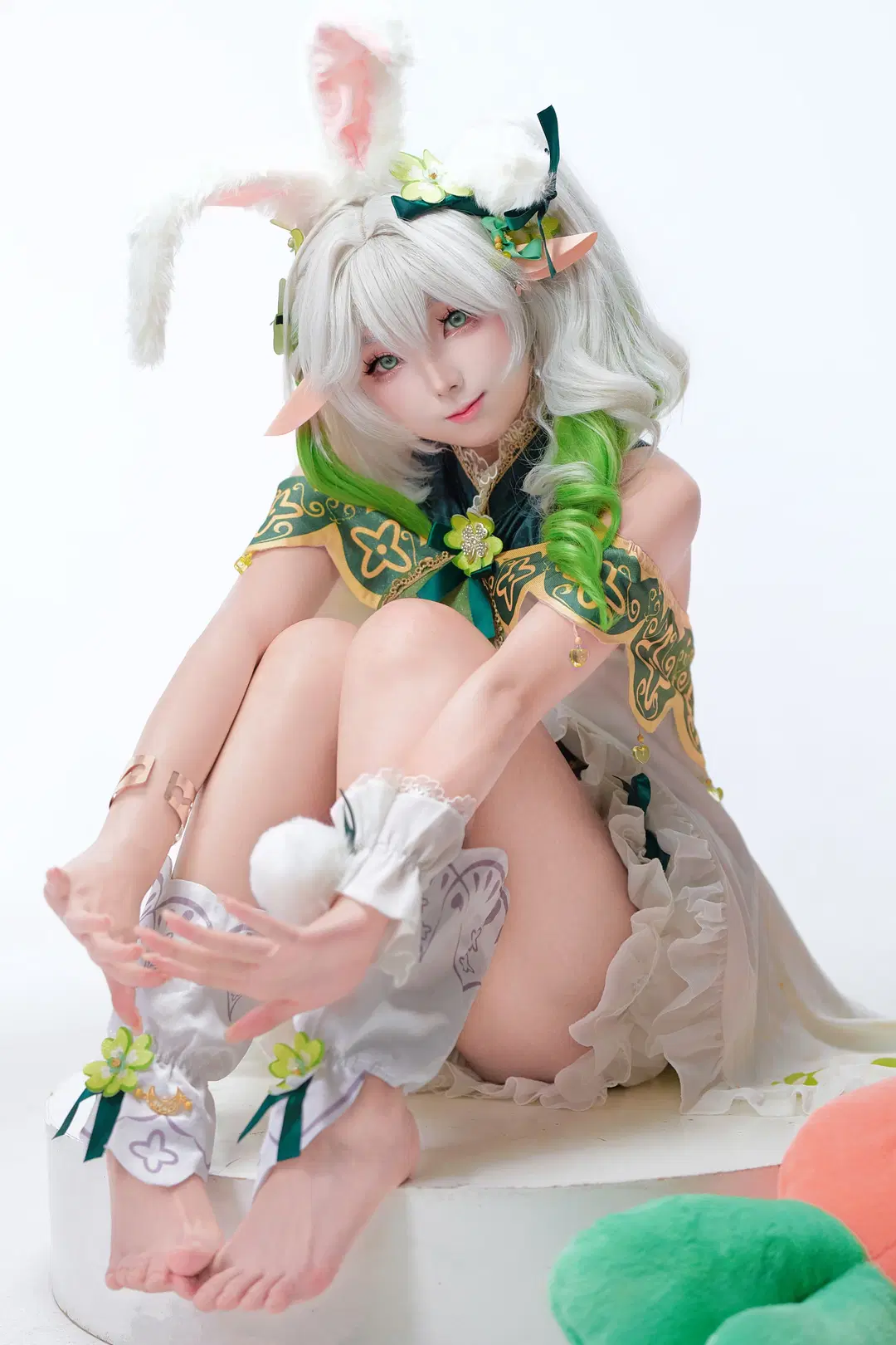 【ナヒーダ コスプレ】ハイキーな白ホリスタジオで魅せるナヒーダバニースーツコスプレ - 雨糯 - 2枚目