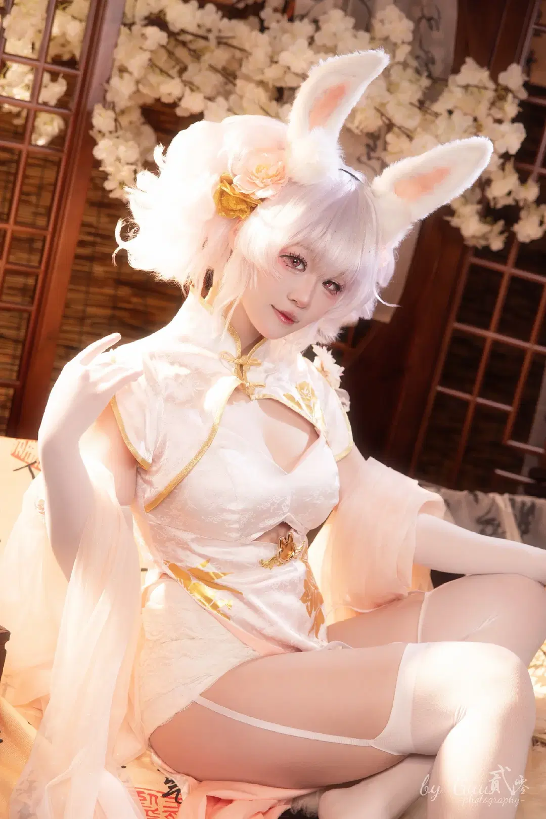 Anime-style photography, Azur Lane, Laffey cosplay, Qipao, Stockings